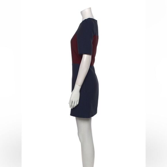 Jill Stuart Blue and Red Colorblock Pattern Waffle Shift Mini Dress Sz 8 - Picture 2 of 12